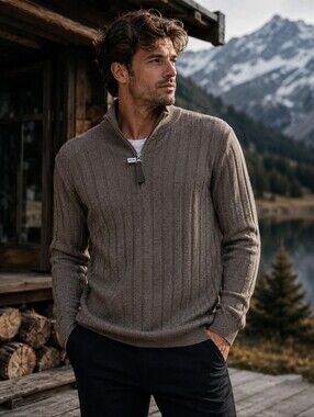 Jason Wu 100% Extra Fine Merino Wool Quarter Zip Sweater Quiet Luxury NWT